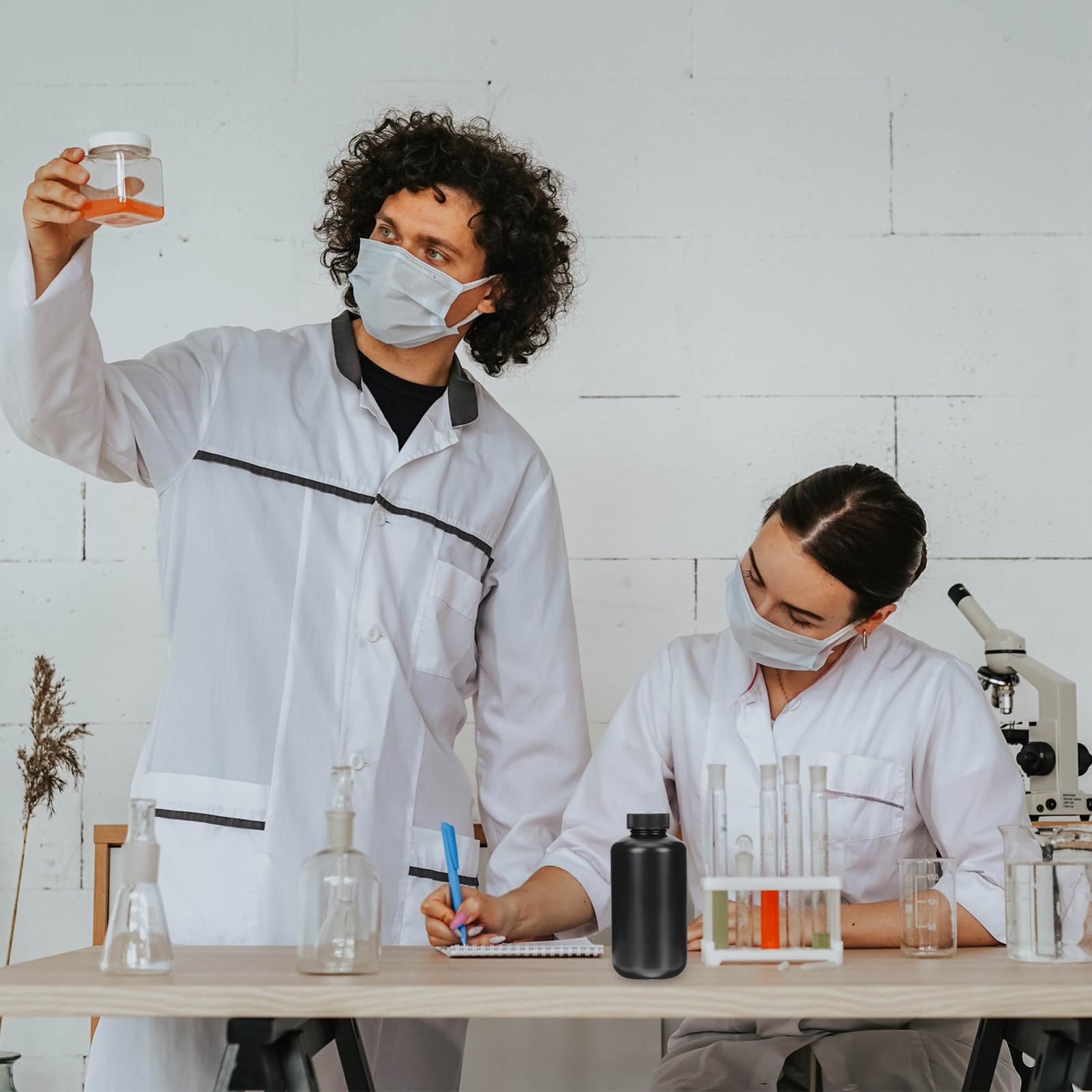 Mobestech 4 Piezas Frasco De Sombra De Boca Estrecha Contenedor De Reactivos De Laboratorio Botellas De Muestra De Agua Botellas De Almacenamiento De Boca Ancha Con Cubierta Botella Redonda