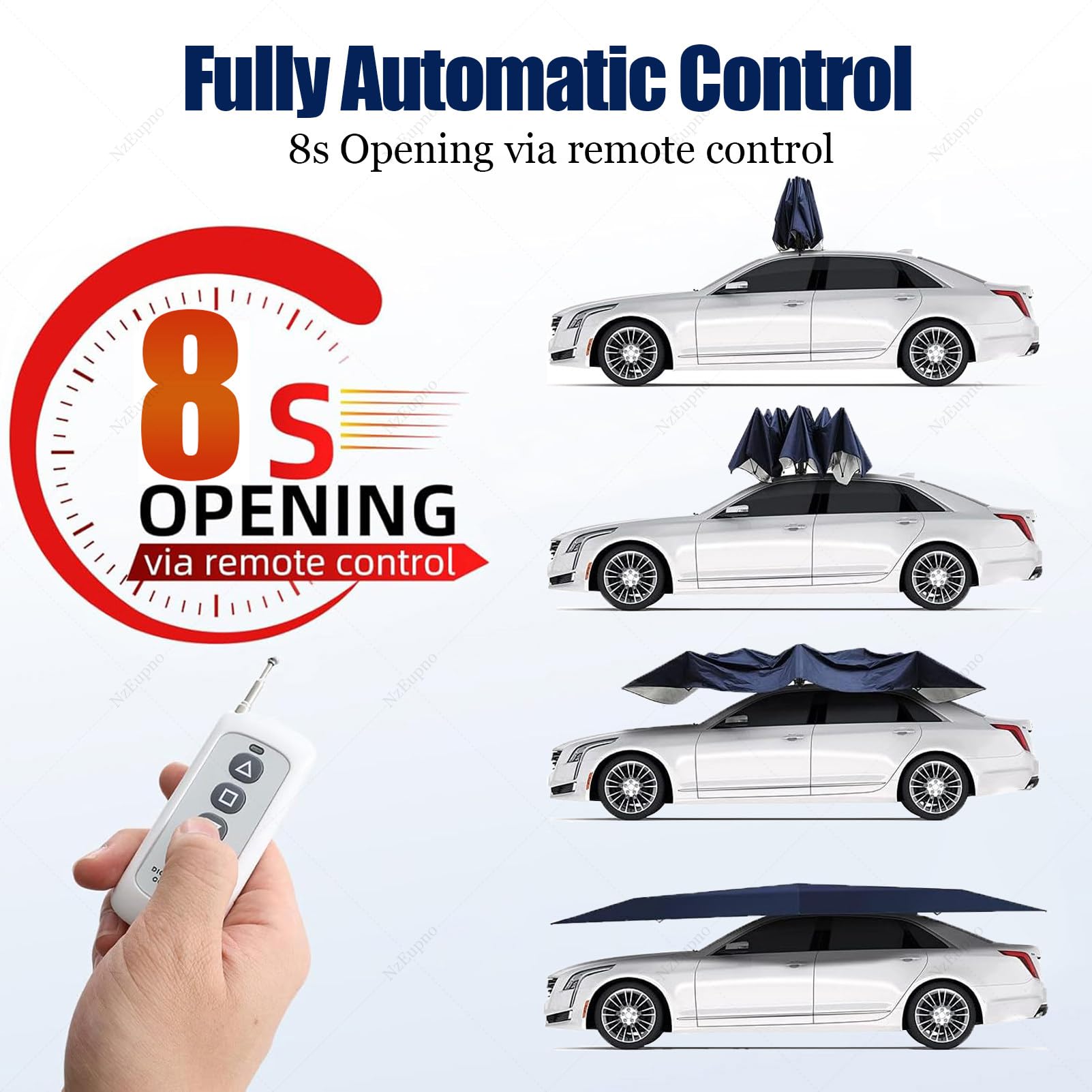 Ombrellone Per Auto Completamente Automatico, Copertura Retrattile, Riparo Dal Sole E Dalle Intemperie, Tettoia Elettrica Pieghevole Per Auto Per Esterni, Protezione Da Neve/Gelo/Grandine Grey-5.2m