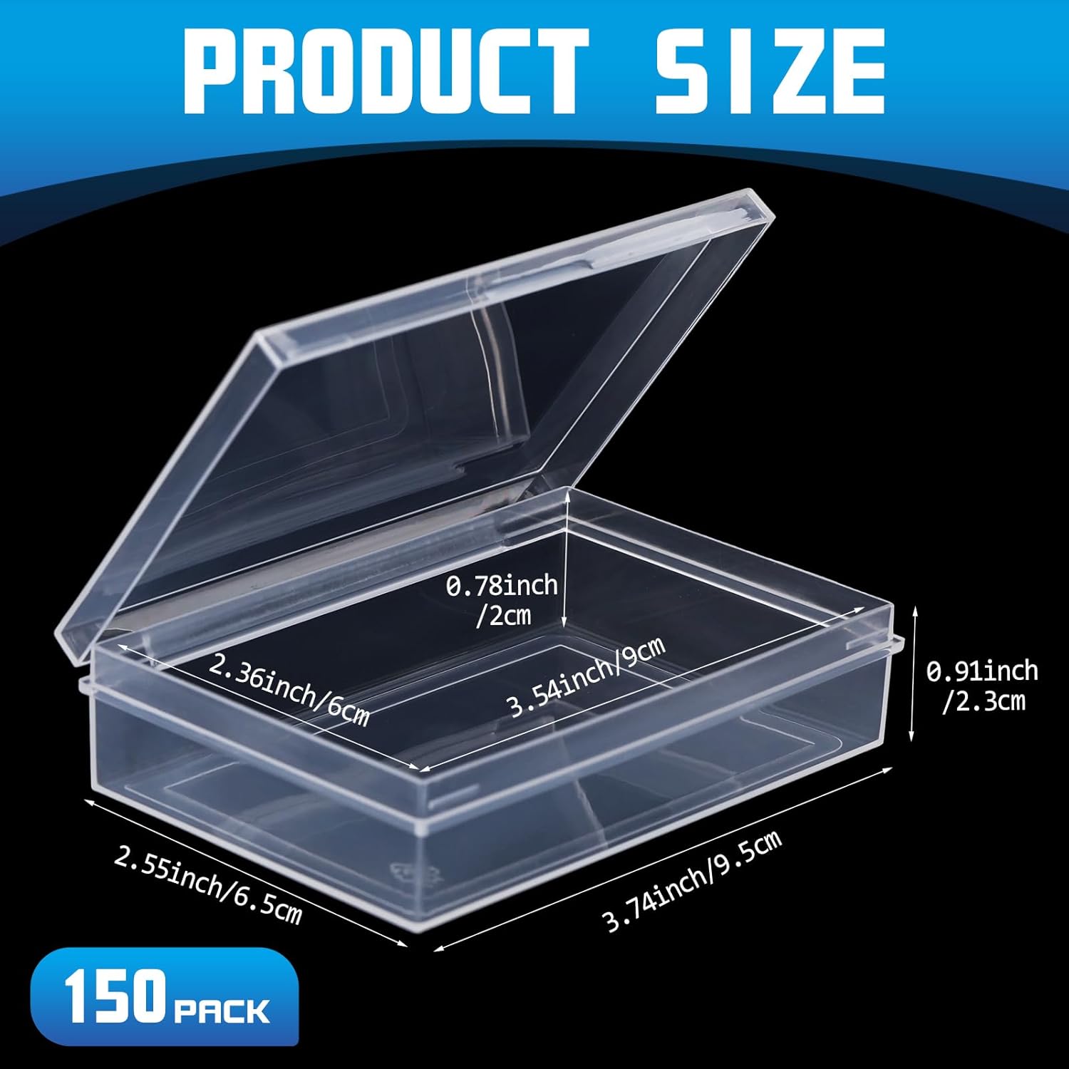 Vicenpal Playing Card Box Clear Plastic Playing Card Deck Case Snap Closed Holder Storage Organizer for Bank Business Trading Poker Gaming(150 Pcs,Recessed Snap,3.74 x 2.56 x 0.91 Inch) 3.74 x 2.56 x 0.91 Inch Recessed Snap 150
