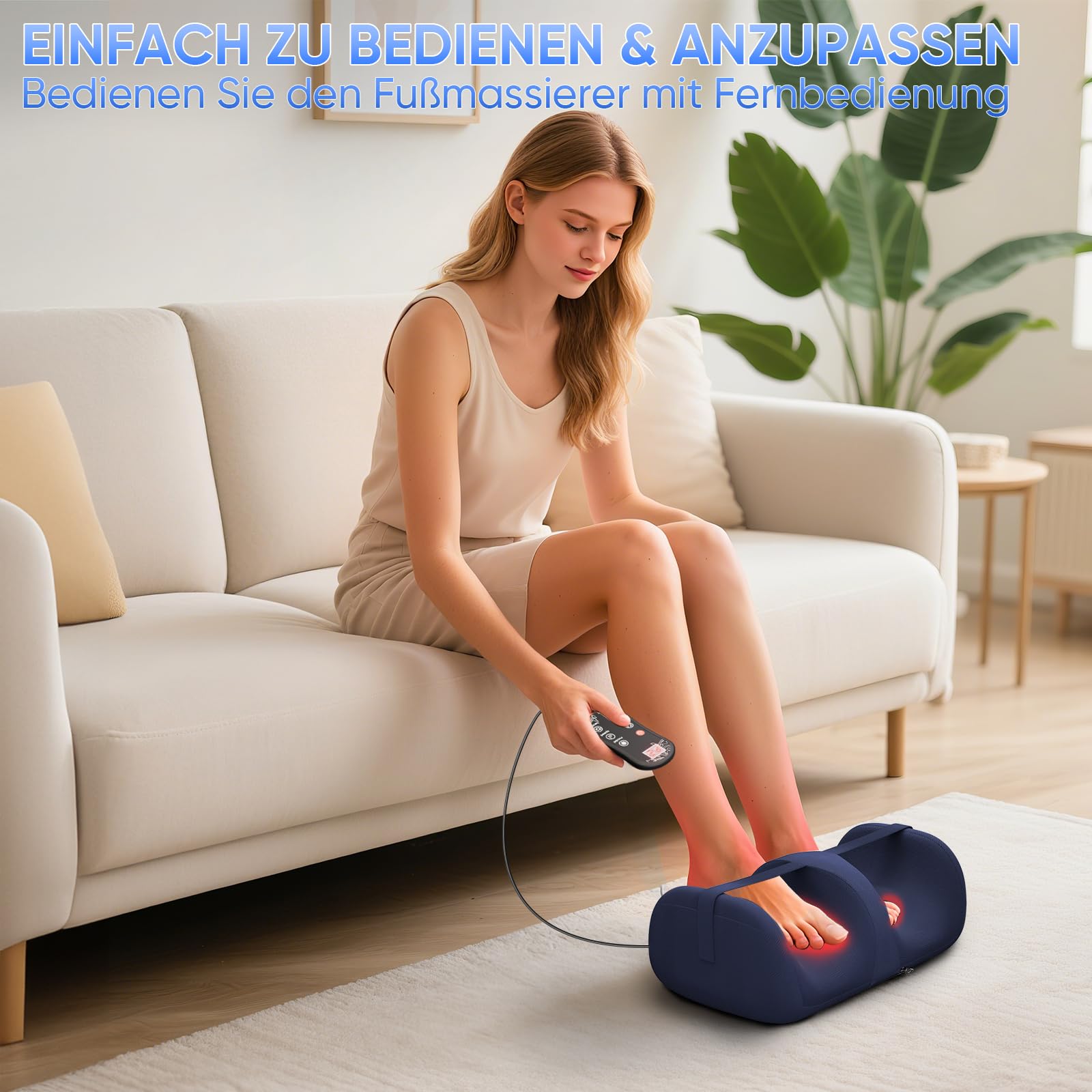 TISSCARE 4-in-1 Shiatsu Fußmassagegerät mit Wärme & Fernbedienung - Elektrisches Fussmassagegerät zur Schmerzlinderung bei Plantarfasziitis, Durchblutung, Leicht & Tragbar, Geschenk für Eltern