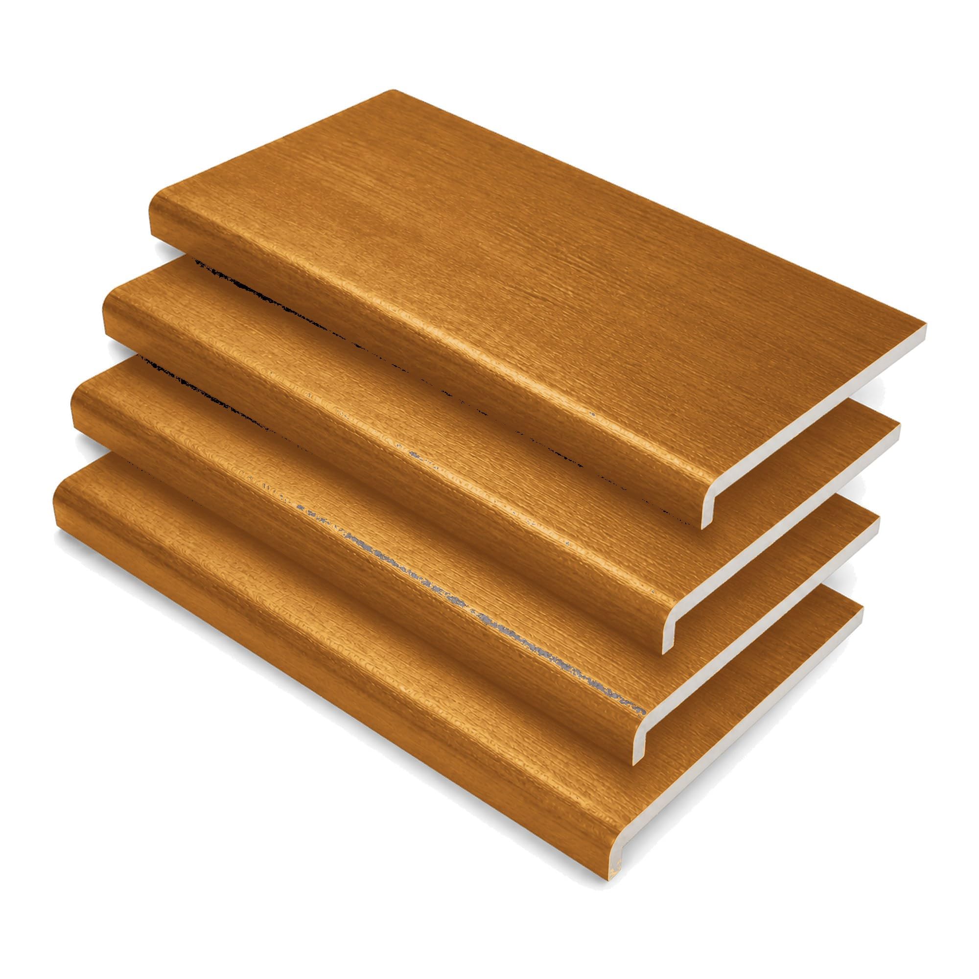 175mm x 2m Golden Oak uPVC Fascia Capping & Sill Cover + End Caps – 4 Pack