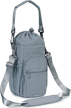 Sportsnew Insulated Water Bottle Carrier with Shoulder Strap - Sling Bag 1L with Phone Pocket - Blue