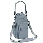 sportsnew Water Bottle Holder with Strap 32oz 40oz Insulated Water Bottle Carrier Sling Bag with Phone Pocket Tumbler Bag Crossbody Cup Sleeve for Walking Hiking Travelling Carrying, Greyish Blue