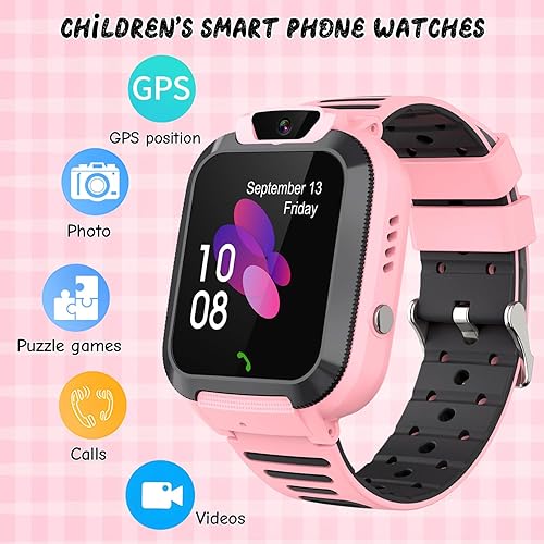 Miniatura 2 de Reloj GPS para niños con tarjeta SIM 2G, rastreador inteligente impermeable para niños y niñas de 3 a 12 años, llamadas de 2 vías, botón SOS, sin