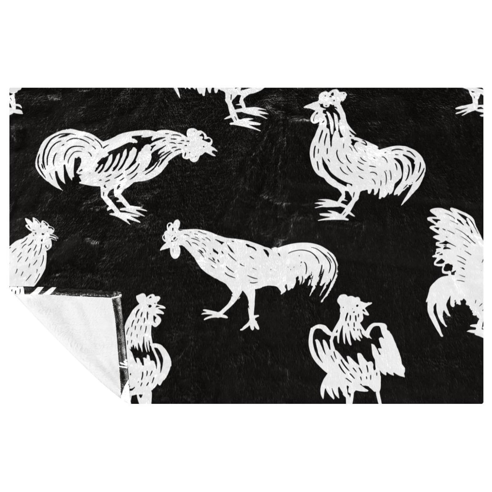 Couverture chaude motif coq Tweeting, jeté de lit élégant en flanelle douce pour votre intérieur