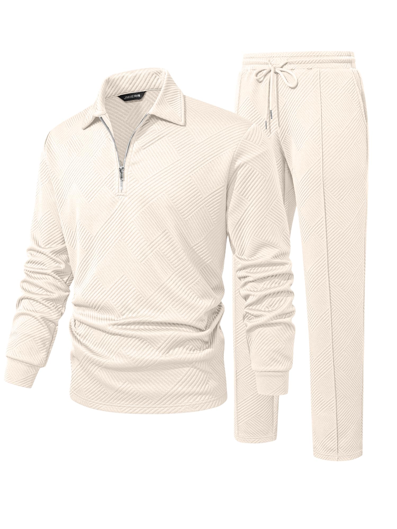 jmierr Men's 2 Piece Outfits Quarter Zipper Polo Shirt Tracksuit & Joggers Sweatpants Sweatsuit Sets Jacquard-picture-20