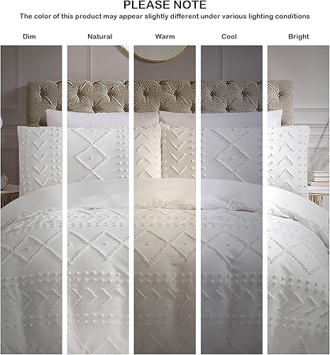 Miniatura 3 de Funda de edredón blanca tamaño Queen, funda de edredón suave similar al algodón Queen de 3 piezas para todas las estaciones, fundas de edredón