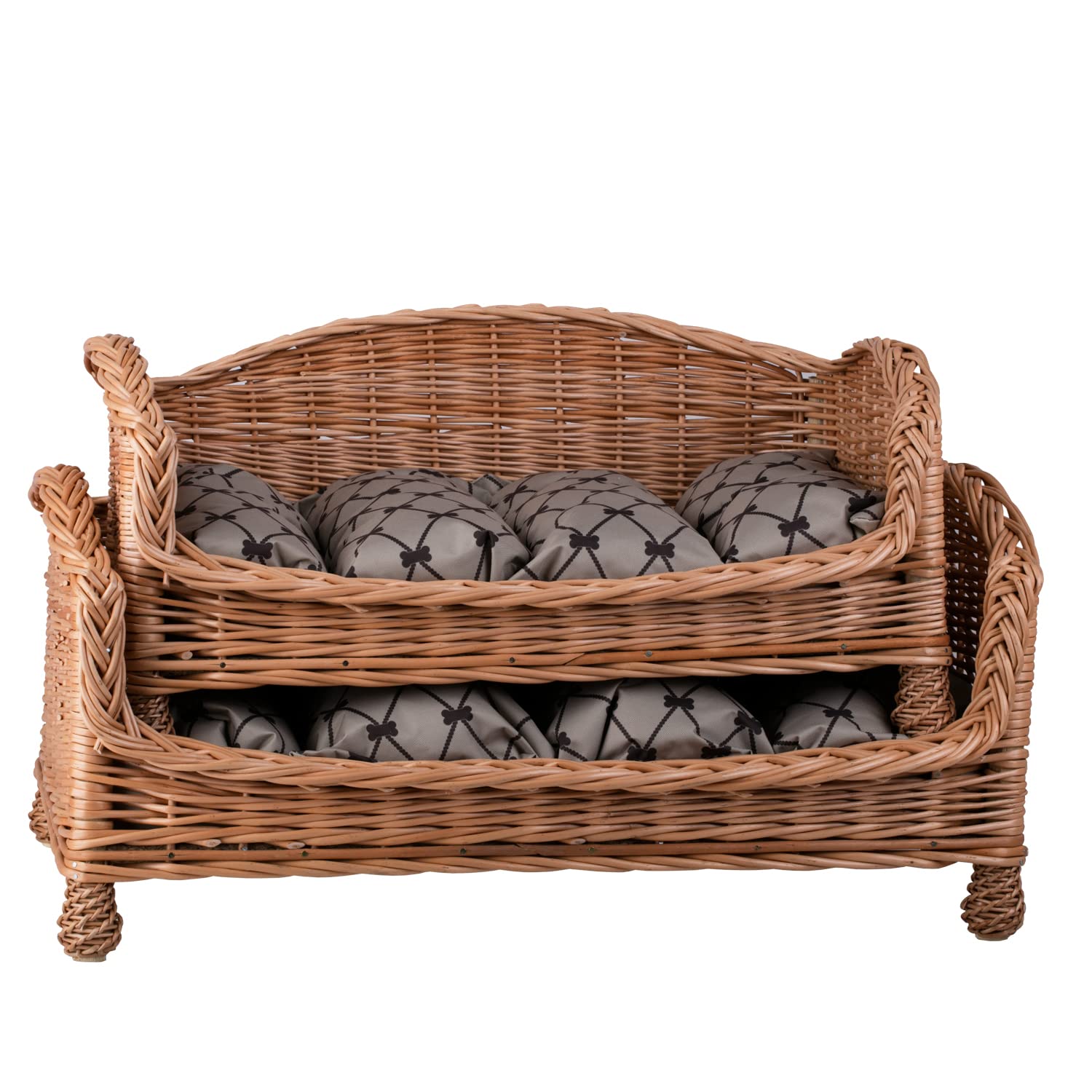 Canapé - Panier pour Chien en Osier avec Coussin