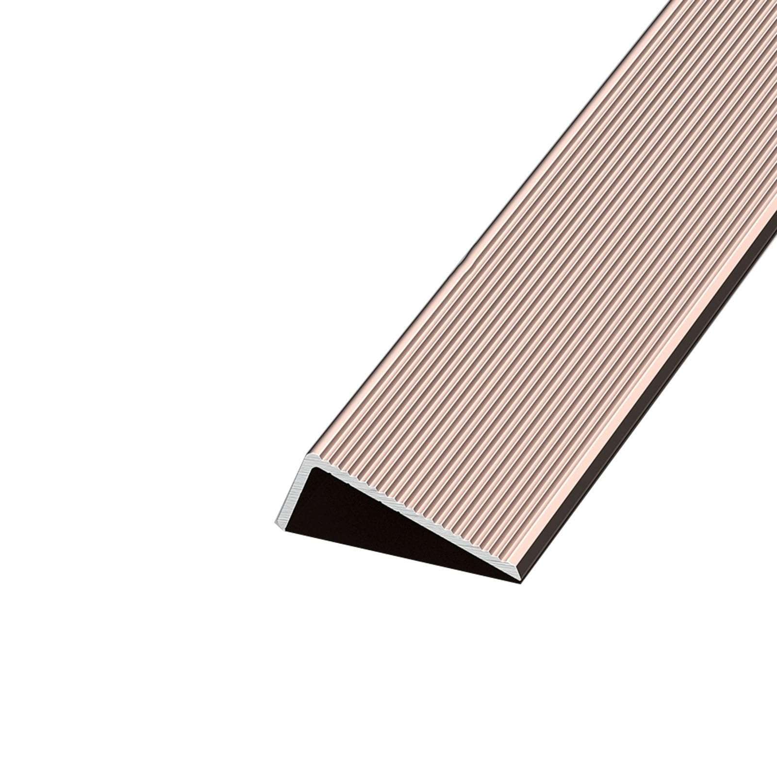 3 szt. Stopniowe wykończenie krawędzi w kształcie litery L w kolorze różowego złota 35,4 cala/90 cm, aluminiowa antypoślizgowa osłona krawędzi schodów, metalowe nakładki na noski schodów(5x3cm)