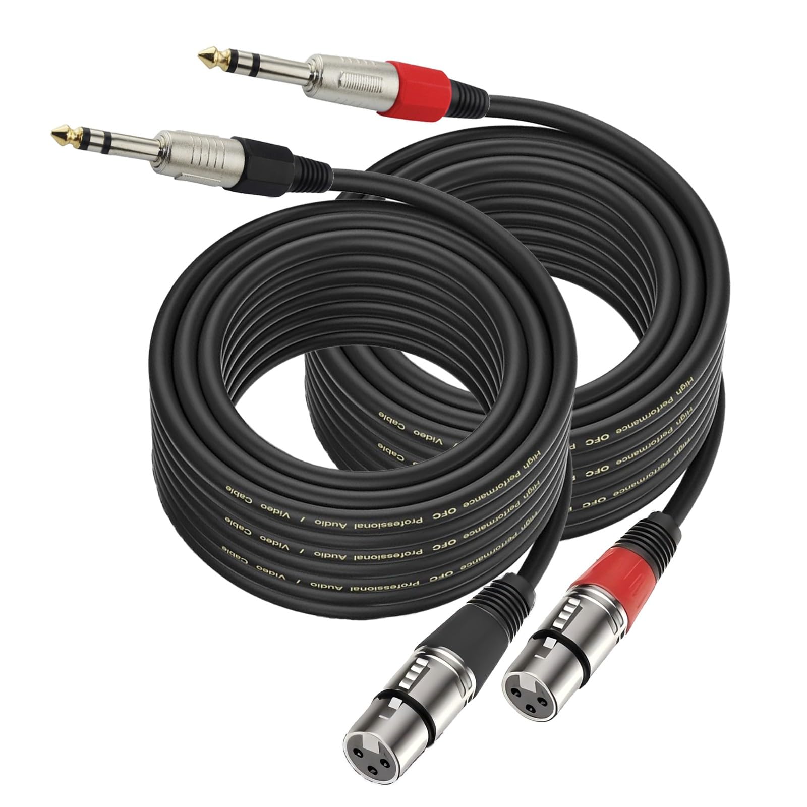 VOXYNK 2 Pack XLR Buchse auf 6,35 mm TRS Kabel 2M, Geflochtenes Klinke Stereo 6,35 mm stecker auf 3 poliges XLR Mikrofonkabel - Professional/HiFi