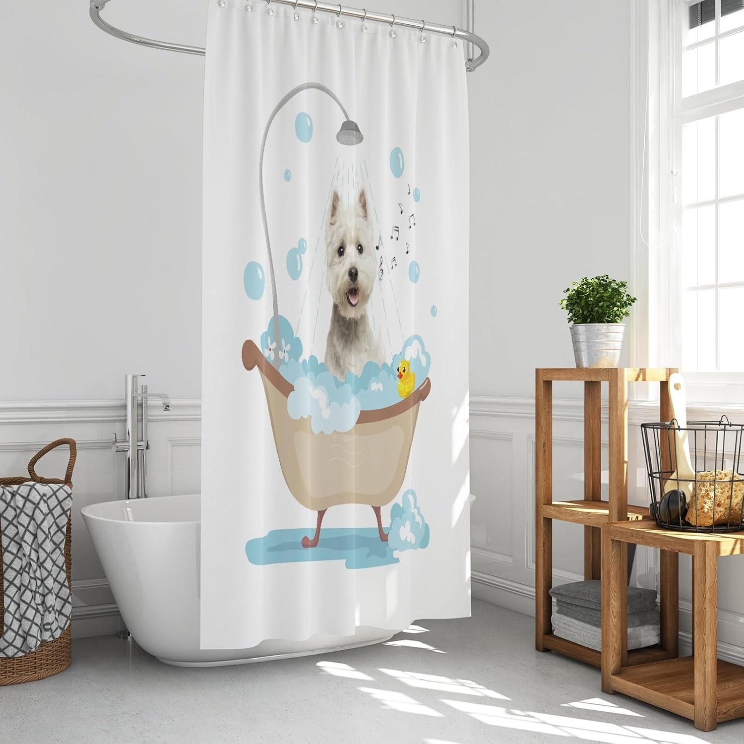 Lovely Shower Curtain Funny Labradoodle Dog in A Bathtub Shower Curtains Cute Bath Curtain with Hooks Waterproof Bathroom Bathtub Decor for Pet Lover 72x72 Inch Style 2