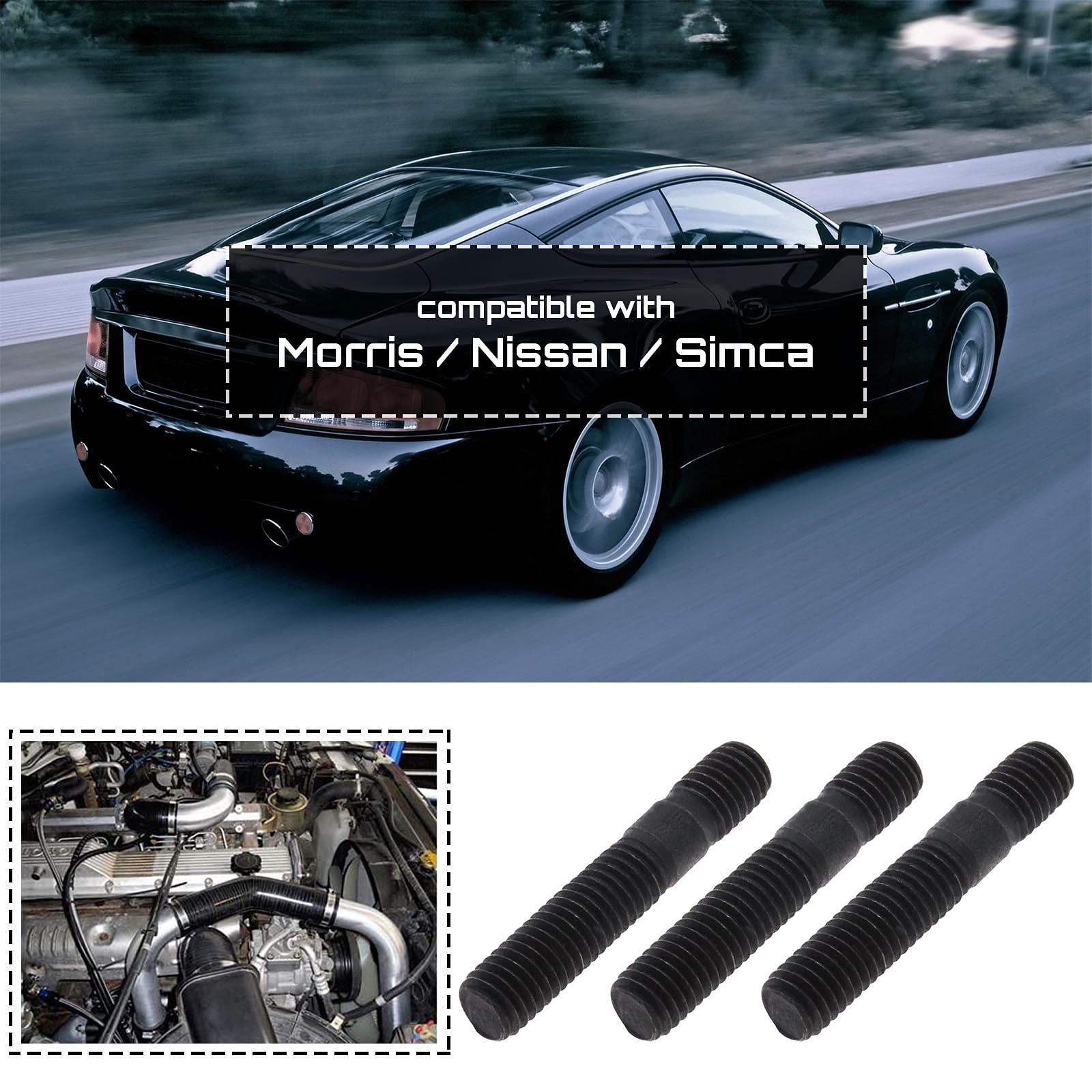 8 Da Set Kit Bulloni Prigionieri Collettore Di Scarico M8x45mm Compatibile Con La Sostituzione Perfetta Nissan