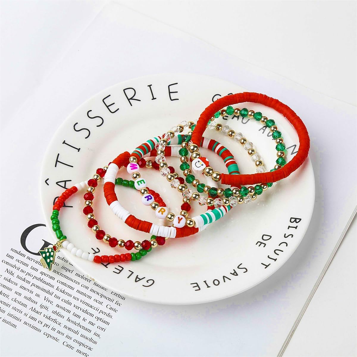 Heishi Surfer Clay Bead Bracelets Set for Women - Preppy Smile Evil Eye Beaded Stretch Bracelets Elastic Layering Friendship Bracelets- Stackable Boho Disc Summer Jewelry Set - Image 4