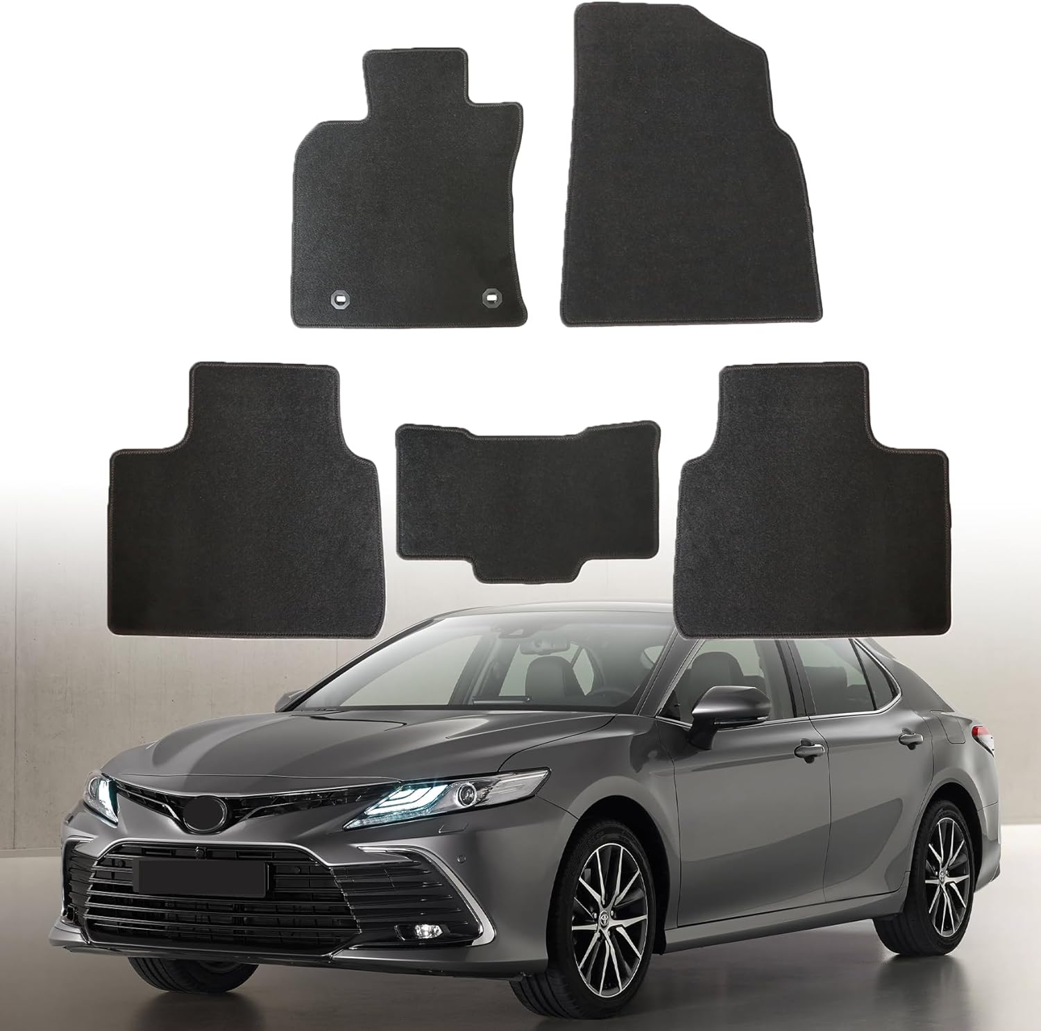 GXARTS Floor Mats Full Set for Cars Compatible with Toyota Camry 2025 SE/LE/XLE/XSE/LEV | All-Weather, Black | Waterproof Fit ＆ Anti-Slip Backing | Automobile Interior Floor Mat Carpet