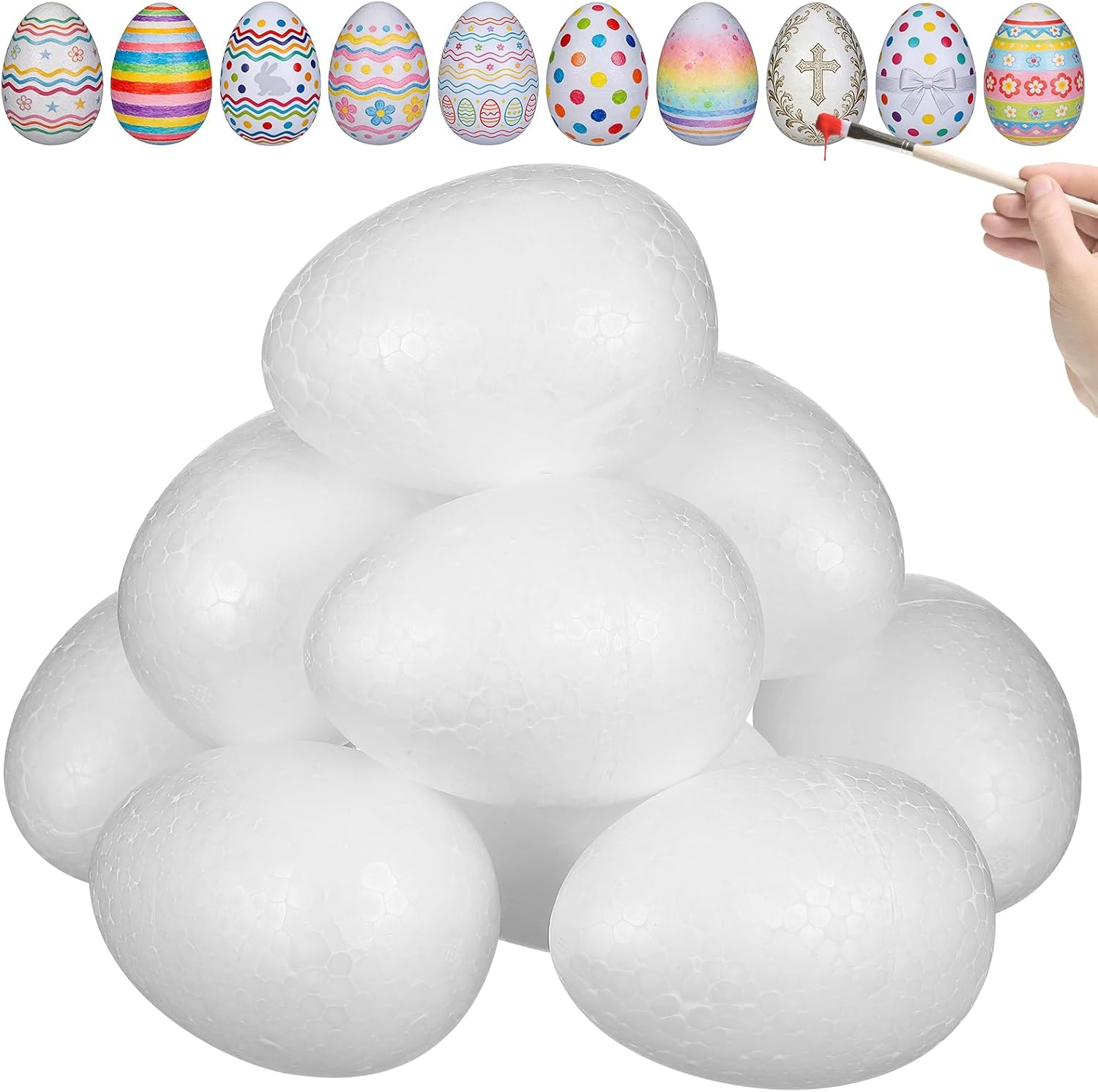 SOIMISS Pack of 20 Styrofoam Egg 7 cm Foam Egg White for Painting Crafts Easter Egg Plastic Ball for DIY Crafts Easter Nest Filler Decoration Wedding Child