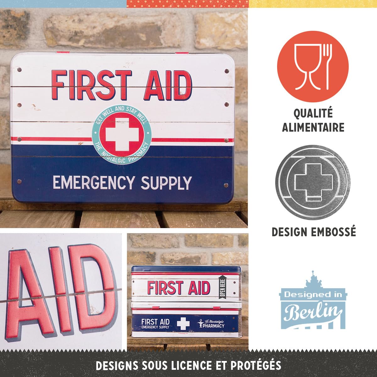 Nostalgic-Art Boîte de Conservation rétro Plat, First Aid Kit