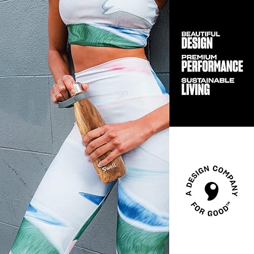 Miniatura 7 de S'well Botella de agua de acero inoxidable con asa de viaje, 17 onzas líquidas, ónix, recipientes aislados al vacío de triple capa que mantiene las