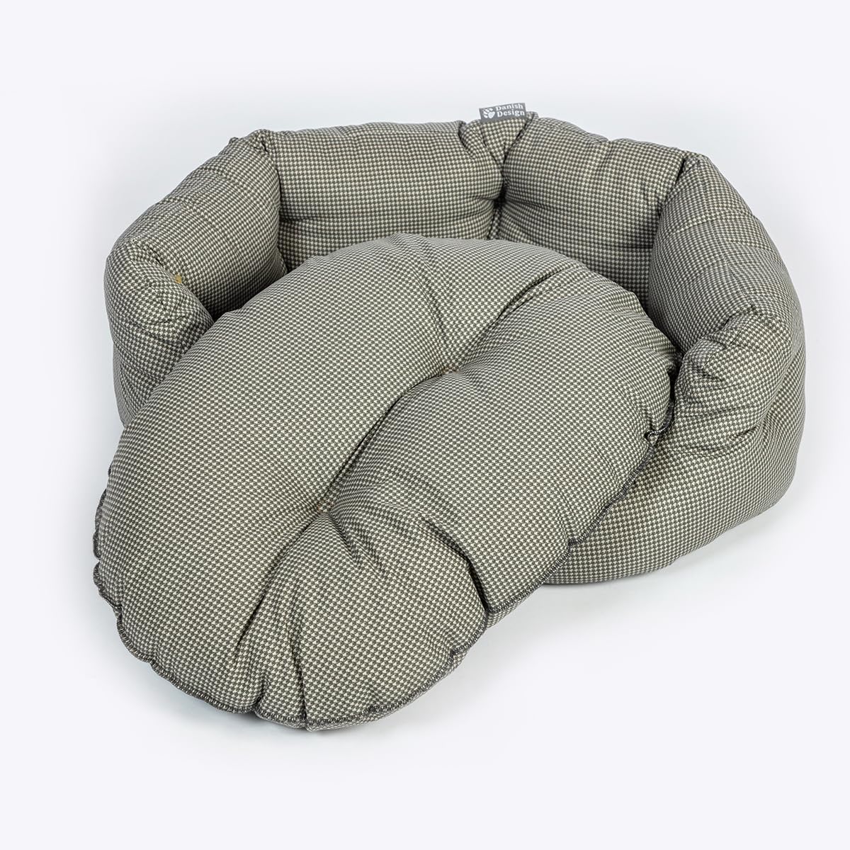 Danish Designs Vintage Dogstooth Deluxe Slumber Bed 35" 89cm, Grey