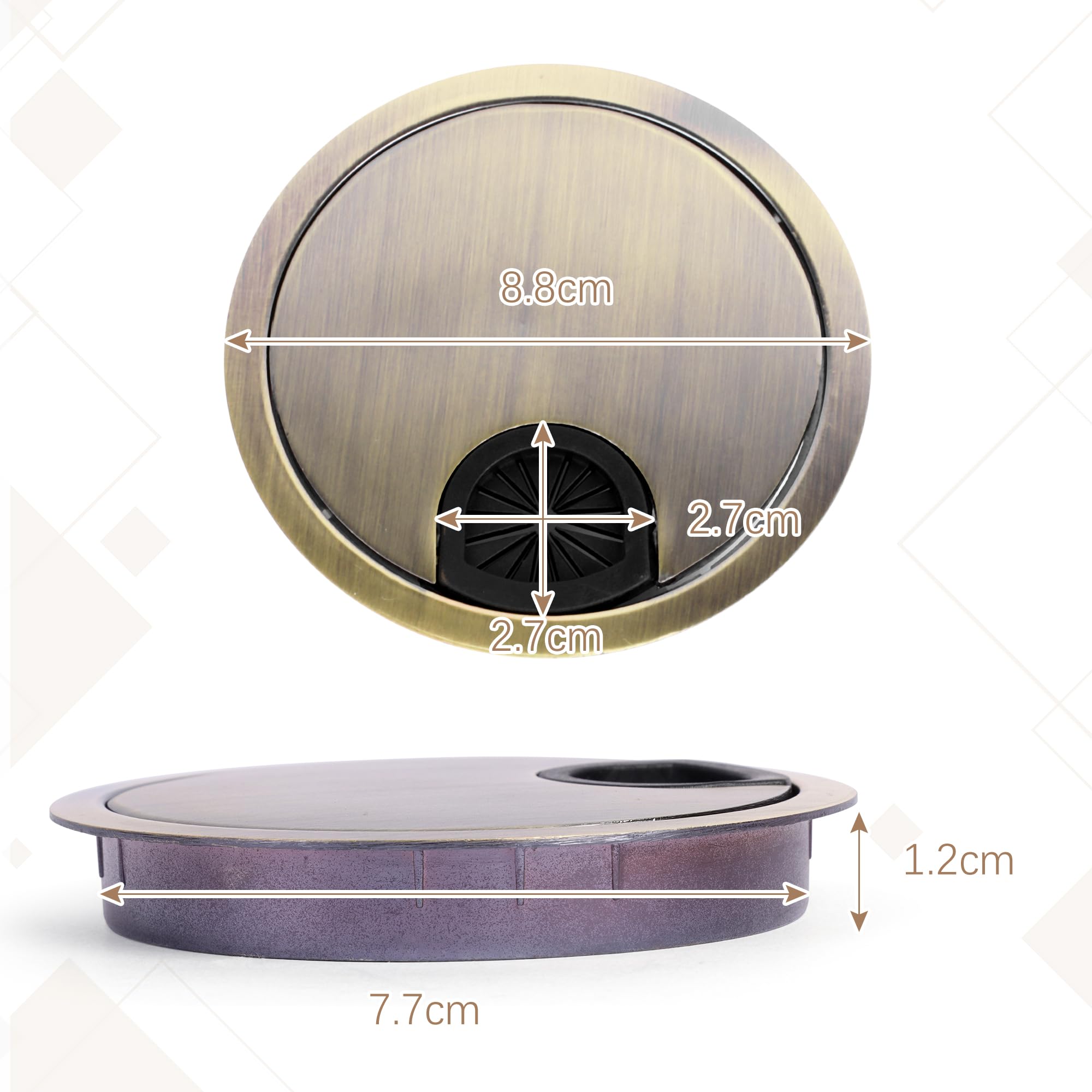 2PCS 80mm Desk Grommets, Metal Desk Cable Hole, Cable Desktop Organizers for Office and Home (8CM, Count, 2) - Image 3