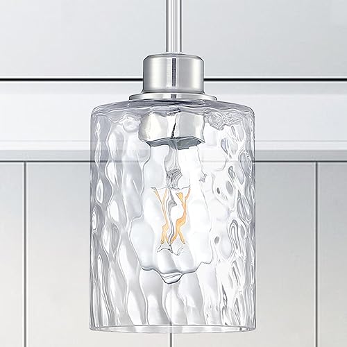 Miniatura 6 de Paquete de 3 lámparas colgantes modernas con forma de globo, martillo transparente, lámpara de cristal con acabado de níquel cepillado, isla de