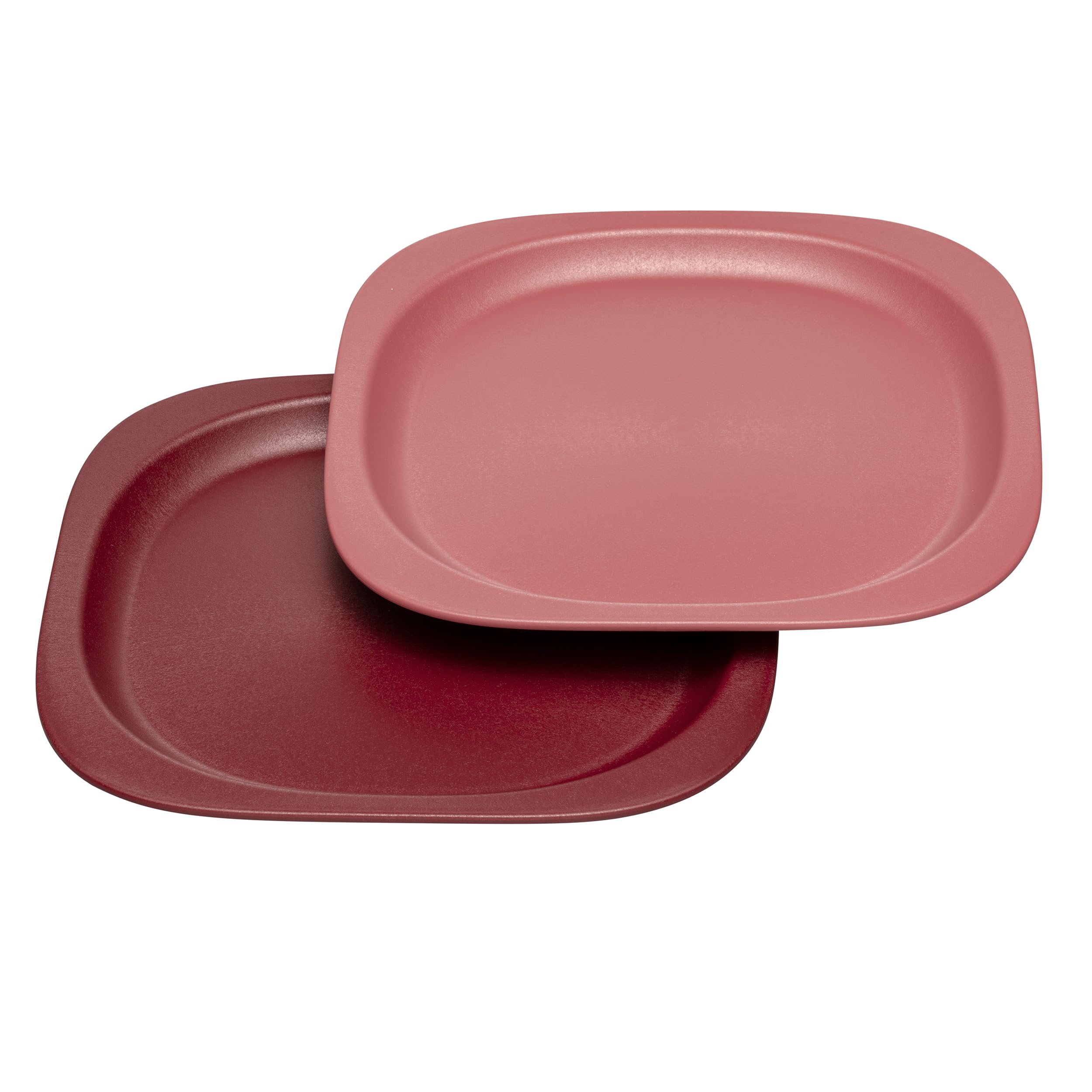 nip Green Öko Baby-und Kinderteller, mikrowellen- und spülmaschinengeeignet, extra flach & perfekt für Beikoststart, BPA-frei, ohne Melamin, nachhaltig, 2er Set, Rot