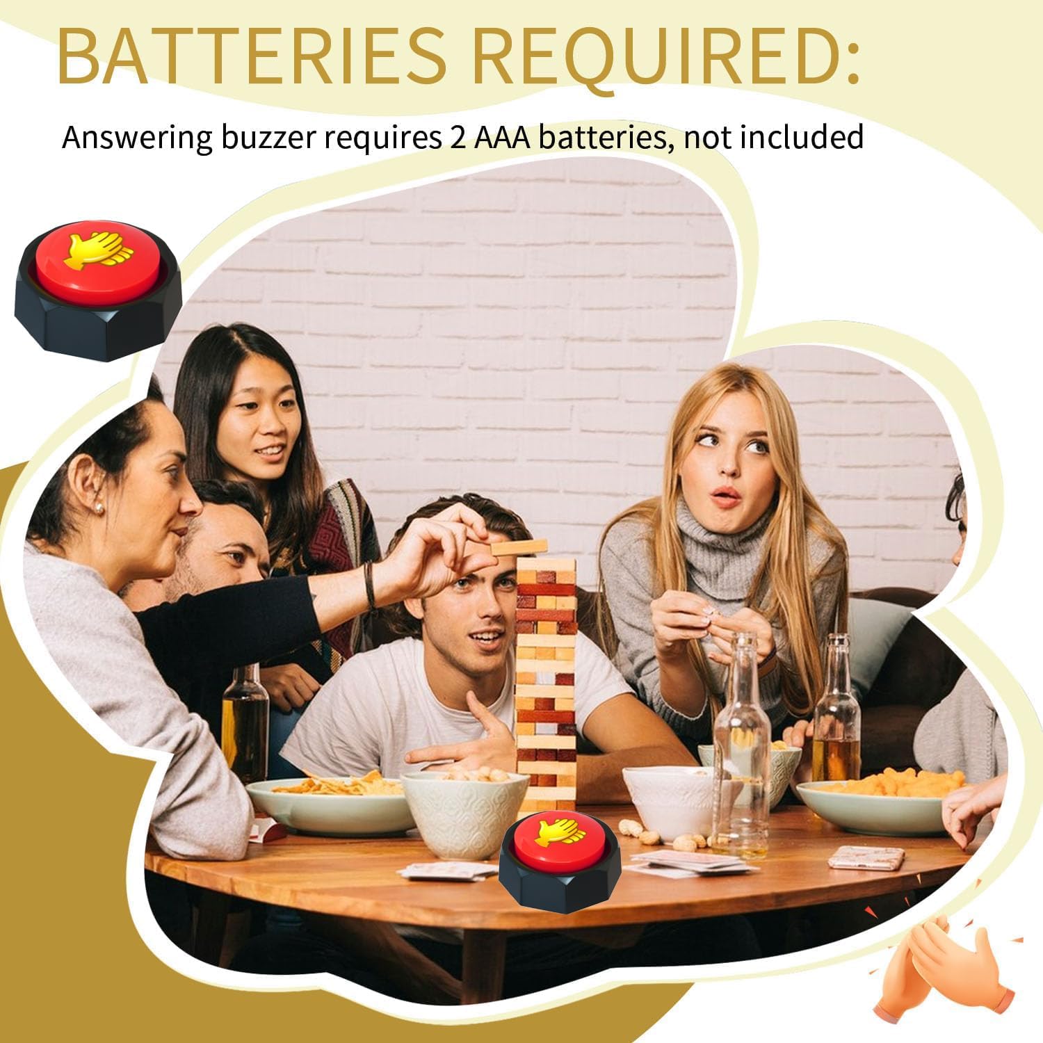 Applause Button - Button Applauds When Pressed - Add Extra Fun to Your Life-Easy Buttons-Sound Buzzer with Applause Noise Maker Buzzer