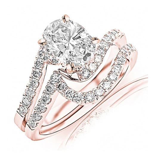 Curving Pave Engagement Ring Set