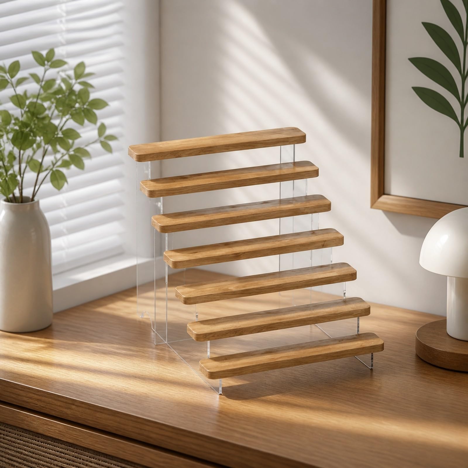 Étagère à Gradi En Bois Acrylique Robuste Support D'affichage Suppor En Acrylique Traparent Présentoir n à Étages , 10 Niveaux