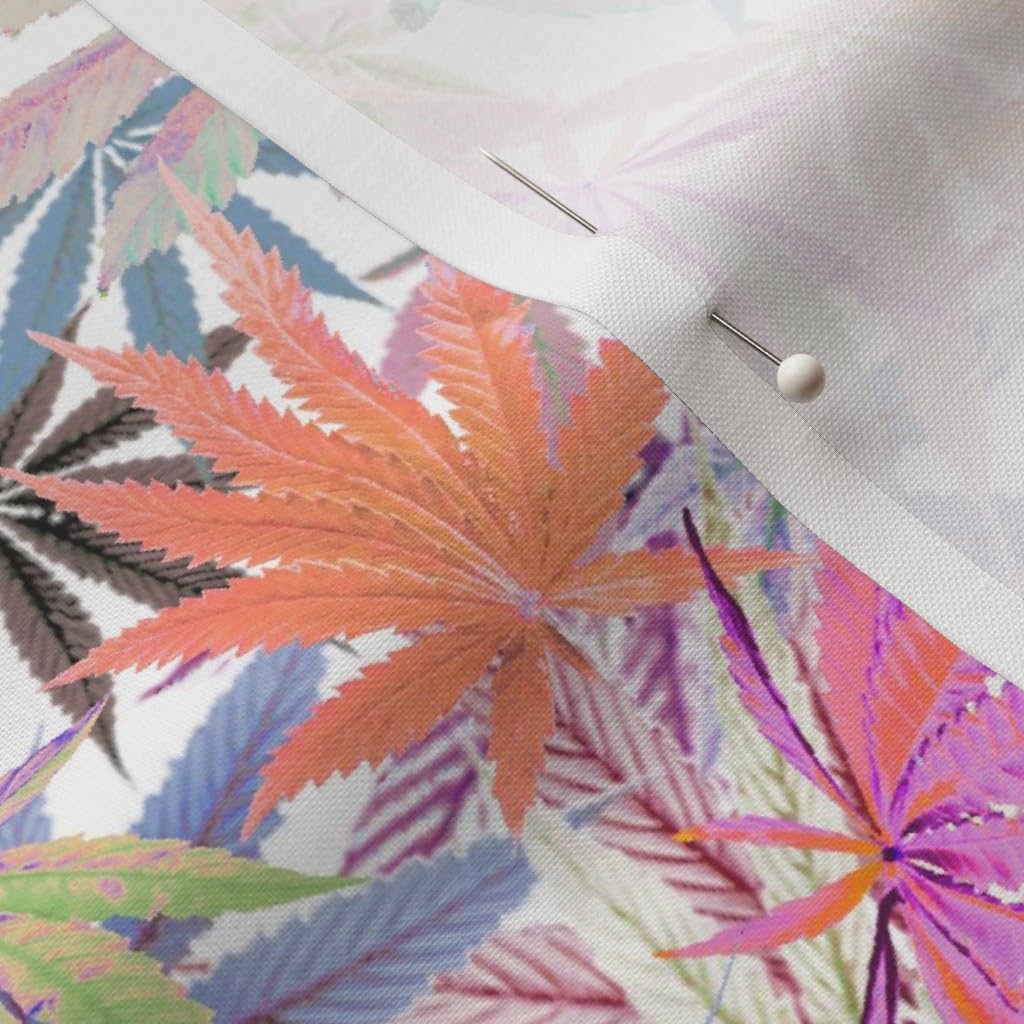 Spoonflower Fabric - Marijuana Leaf Cannabis Multi Colored 420 Herb Pot Leaves Printed on Petal Signature Cotton Fabric by The Yard - Sewing Quilting Apparel Crafts Decor