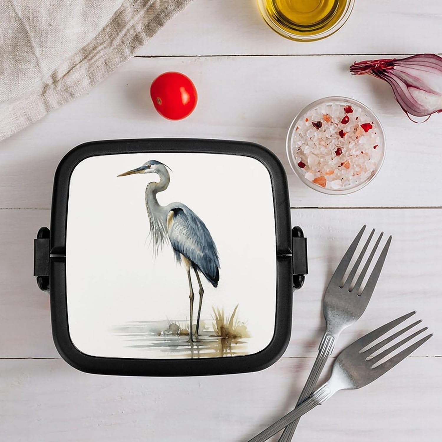 Adults Lunch Box Adult Bento Box Stackable Bento Box BPA-Free Long-beaked Heron Lunch Box Food Container Ideal for Meal Prep, Work, And On The Go
