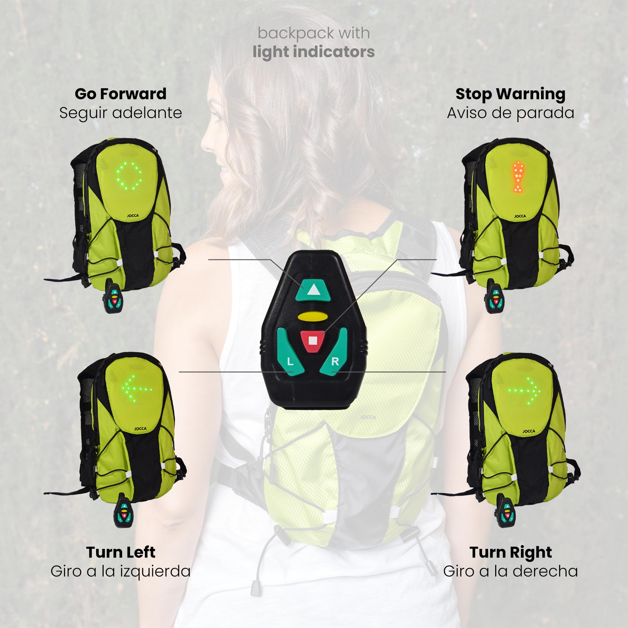 Jocca - Mochila Reflectante para Bicicleta de 6 L| Mochila Ligera LED Intermitente| Chaleco de Ciclismo USB Recargable| Bolsa de Seguridad con Señal Luminosa| Accesorios Ciclismo Senderismo