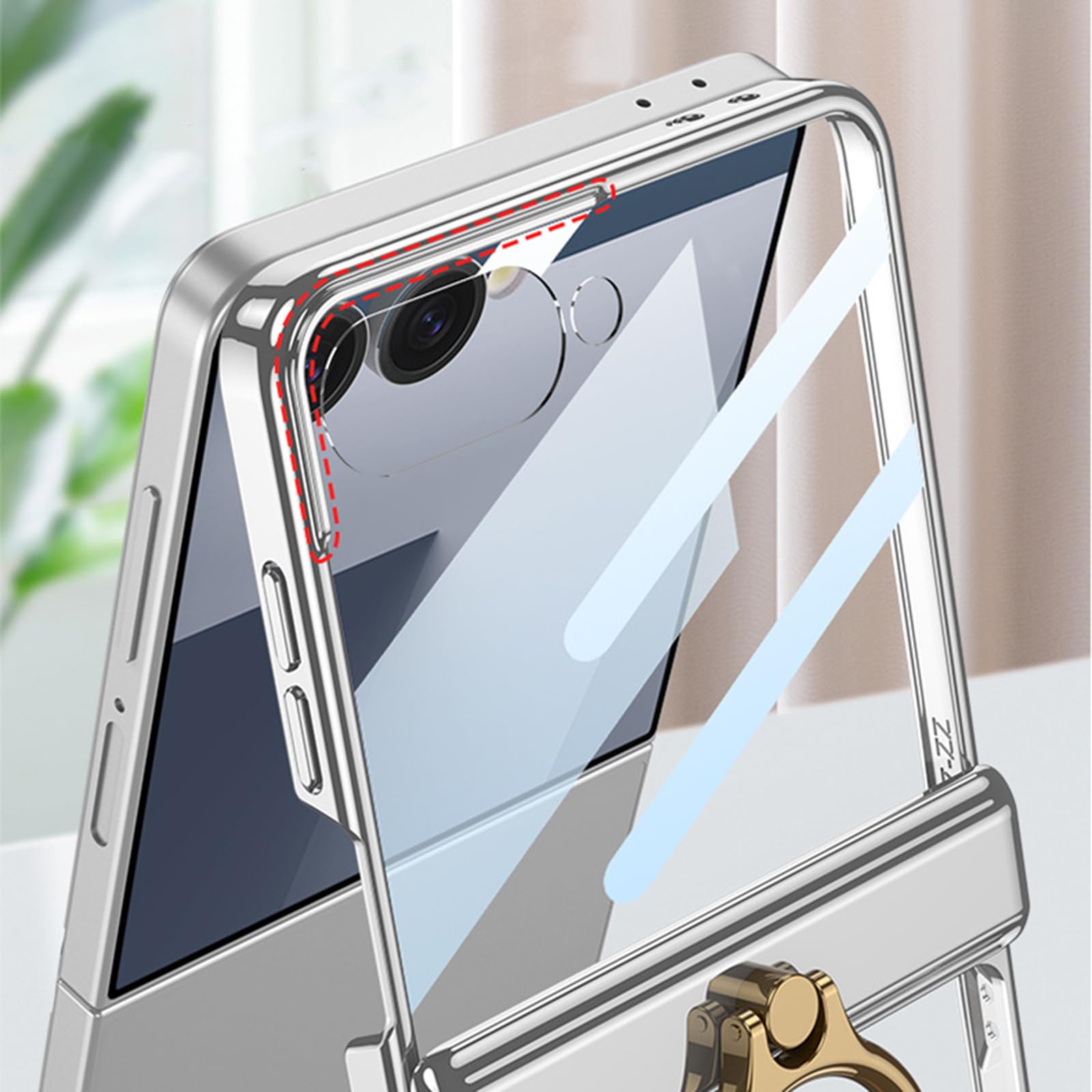 Sottile Custodia per Samsung Galaxy Z Flip 8, Lusso Placcatura Trasparente