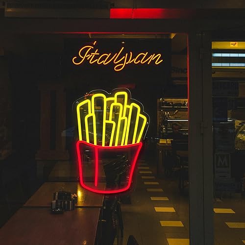 Miniatura 5 de Letrero de neón de papas fritas para decoración de pared, letreros de luz LED personalizados para decoración del hogar y dormitorio, tamaño 15.0 in