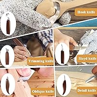 Vista 3 de Farady Juego de cuchillos de tallado de madera de nogal con detalle de cuchillo de madera, cuchillo de corte, cuchillo de gancho para principiantes