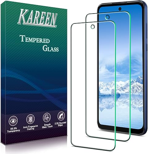 KAREEN Paquete de 2 protectores de pantalla de vidrio templado diseñados para Motorola Moto G Play (2023), dureza 9H, fácil de instalar, compatible