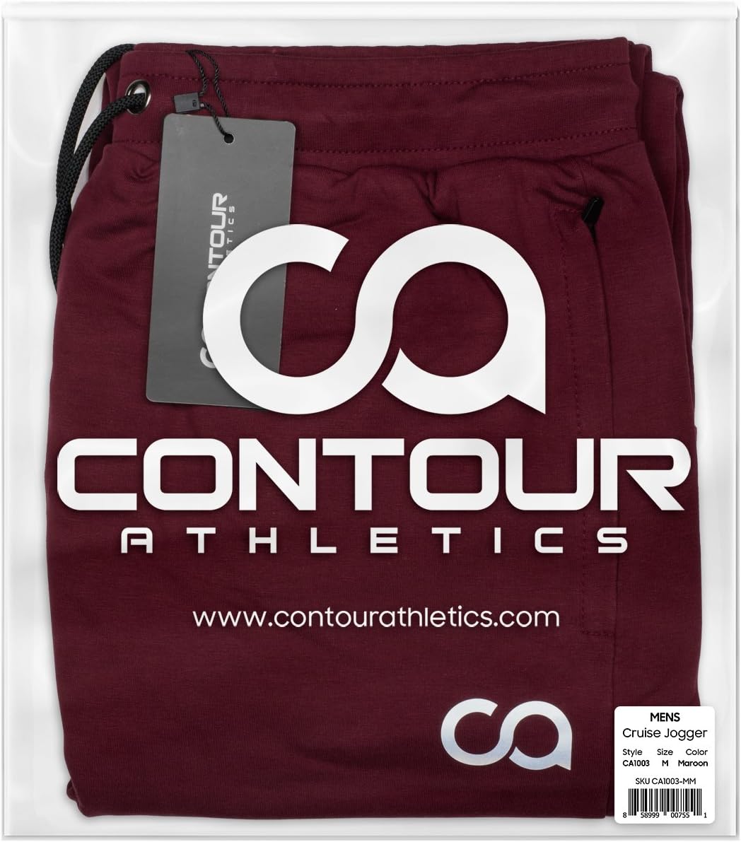 Contour Men’s Sweatpants with Pockets Zipper, Cruise Sweatpants for Men, Joggers for Men Slim Fit, Mens Joggers for Workout - Image 3