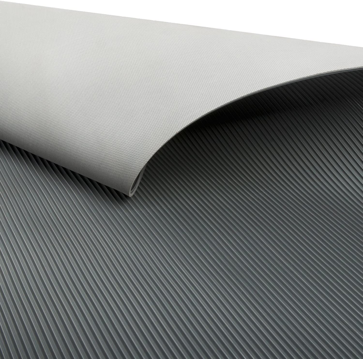Floordirekt Gummiläufer Miniripp in Grau | Witterungsbeständig & extrem Abriebfest | Rutschsichere Gummimatte Schutzmatte Bodenmatte | Stärke: 3 mm (100 x 1000 cm)