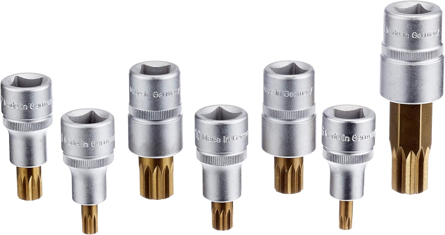 HAZET 163-243/7 Internal Serration Profile XZN Screwdriver Socket Set - CVD-Tin Coated