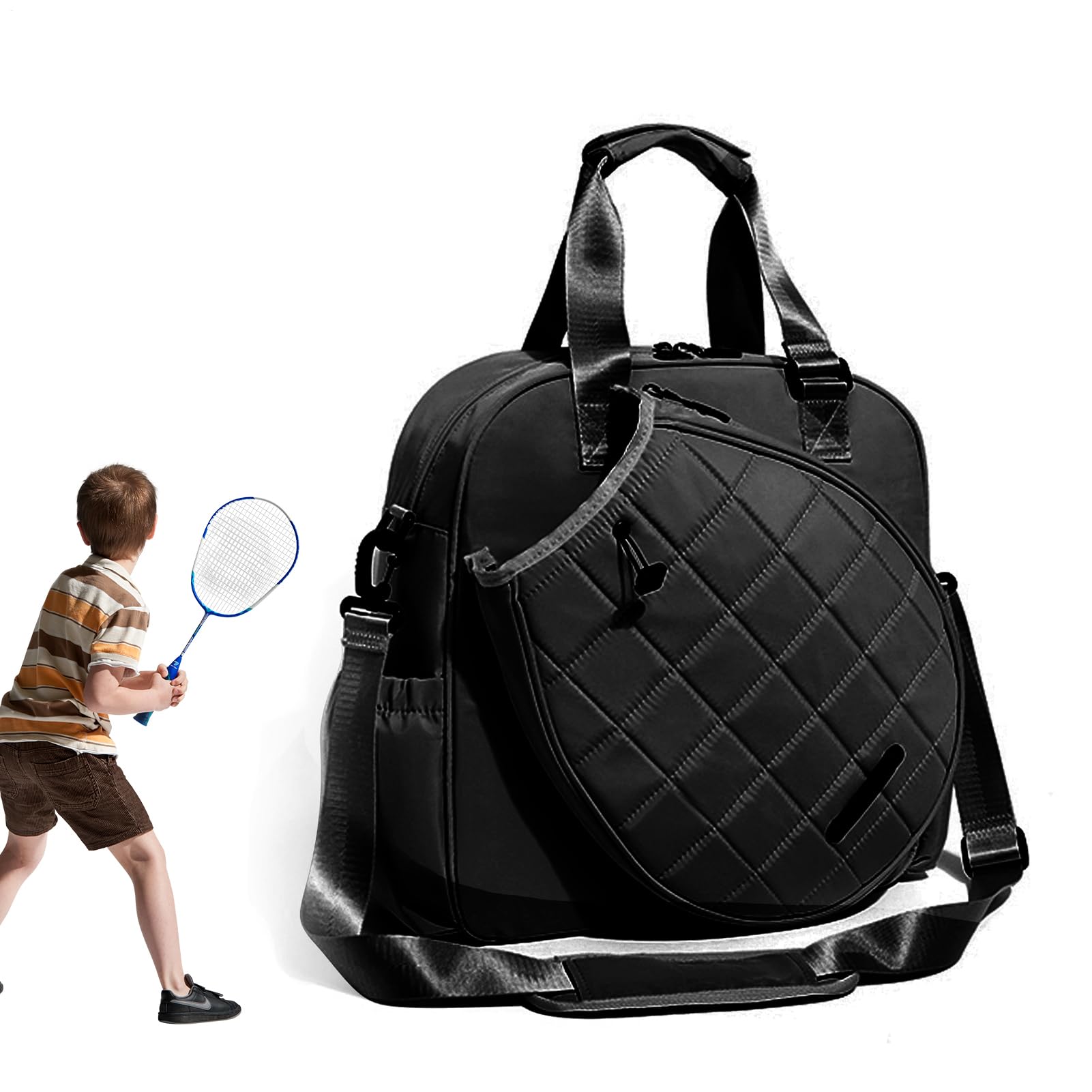 Generico Borsa da tennis da donna, Borsa per racchette da tennis - Zaino da impermeabile di grande capacità - da per adulti regolabile con manico per uomo donna, contiene racchette da badmi