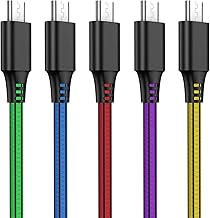Micro USB ケーブル 【5本セット 2m】 急速充電 高速データ転送 2.4A 断線防止 Xperia Fujitsu Arrows Galaxy などAndroidスマホ対応 マイクロusbケーブル (多色)