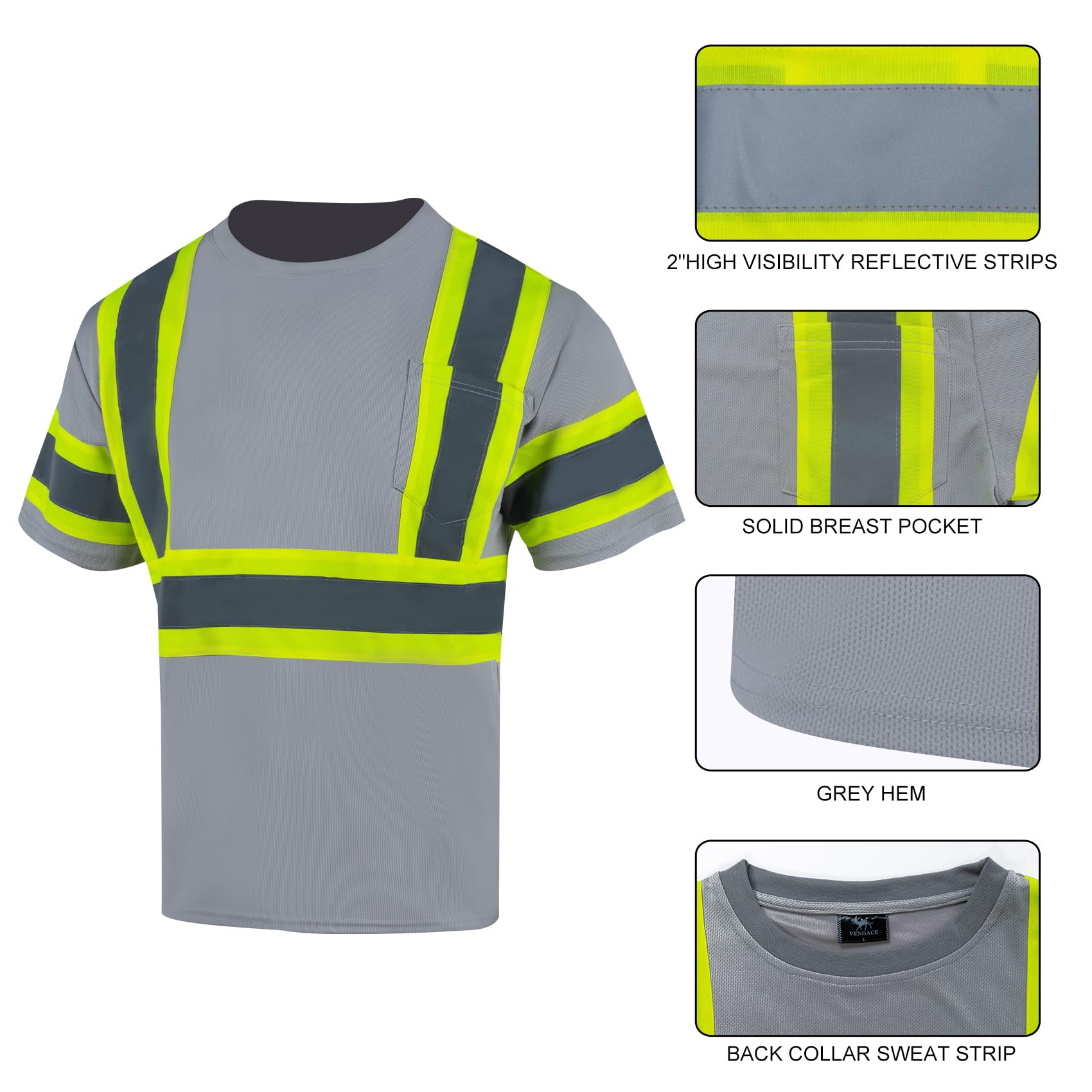Snapklik.com : VENDACE Hi Vis Reflective Safety Shirts For Men ANSI ...