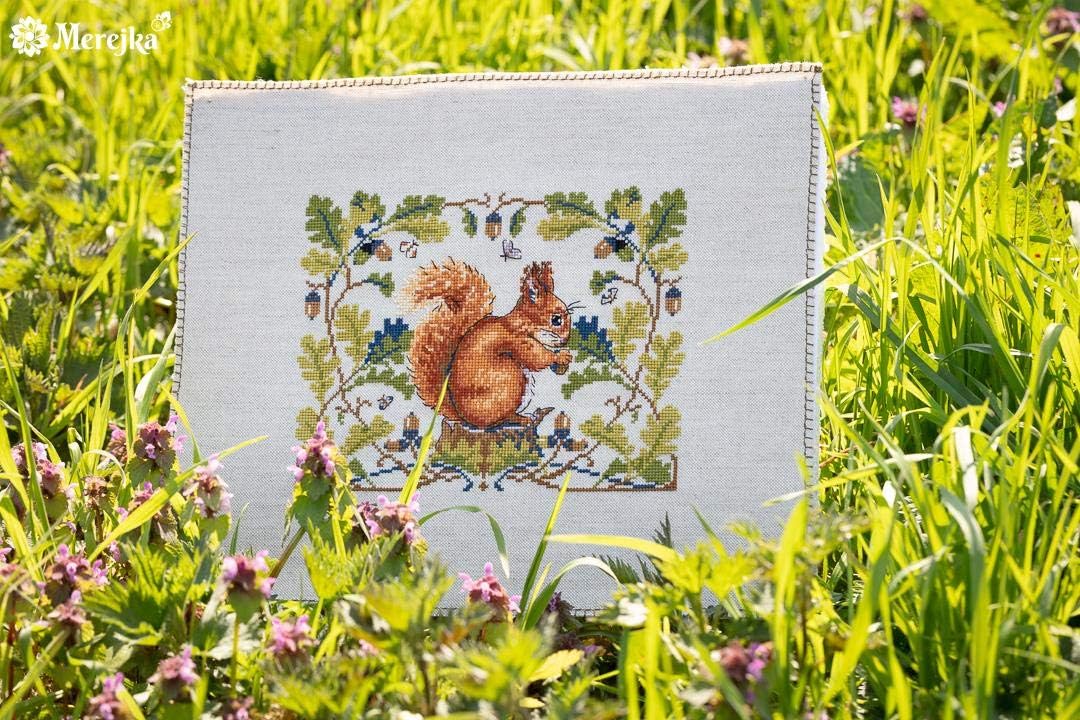 Squirrel Merejka Rustico Lucan Evenweave Counted Cross Stitch Kit