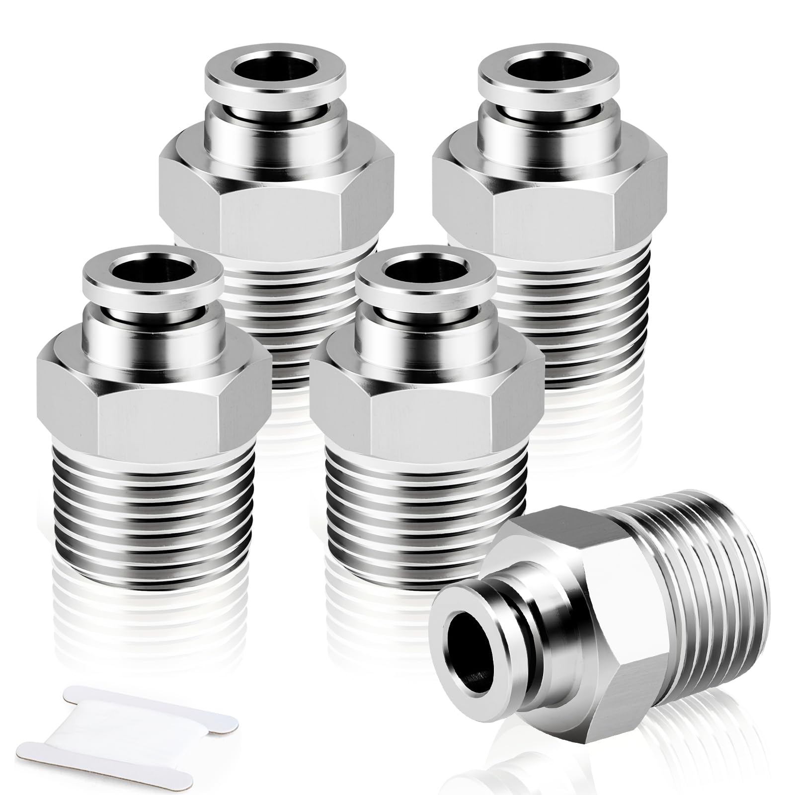 TAILONZ PNEUMATIC 304 stal nierdzewna męska prosta rura 4 mm OD x 1/4 BSP złączki wtykowe PC4-02 (5 szt.)