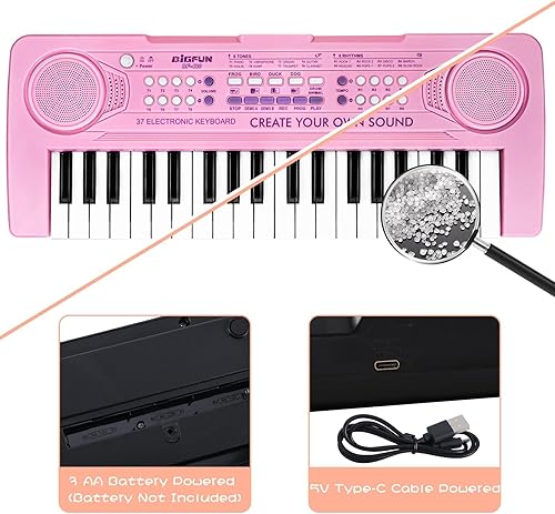 Miniatura 3 de Raimy Piano de teclado de 37 teclas para niños, aprendizaje temprano, educativo, portátil, instrumento musical electrónico, juguetes de regalo para