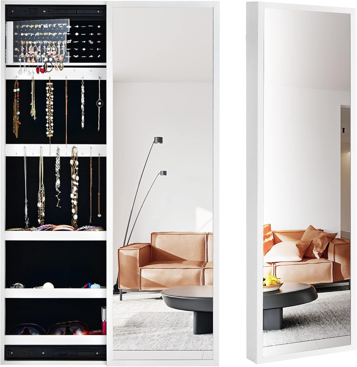 Giantex Jewelry Storage w/FullLength Mirror, Wall Mounted