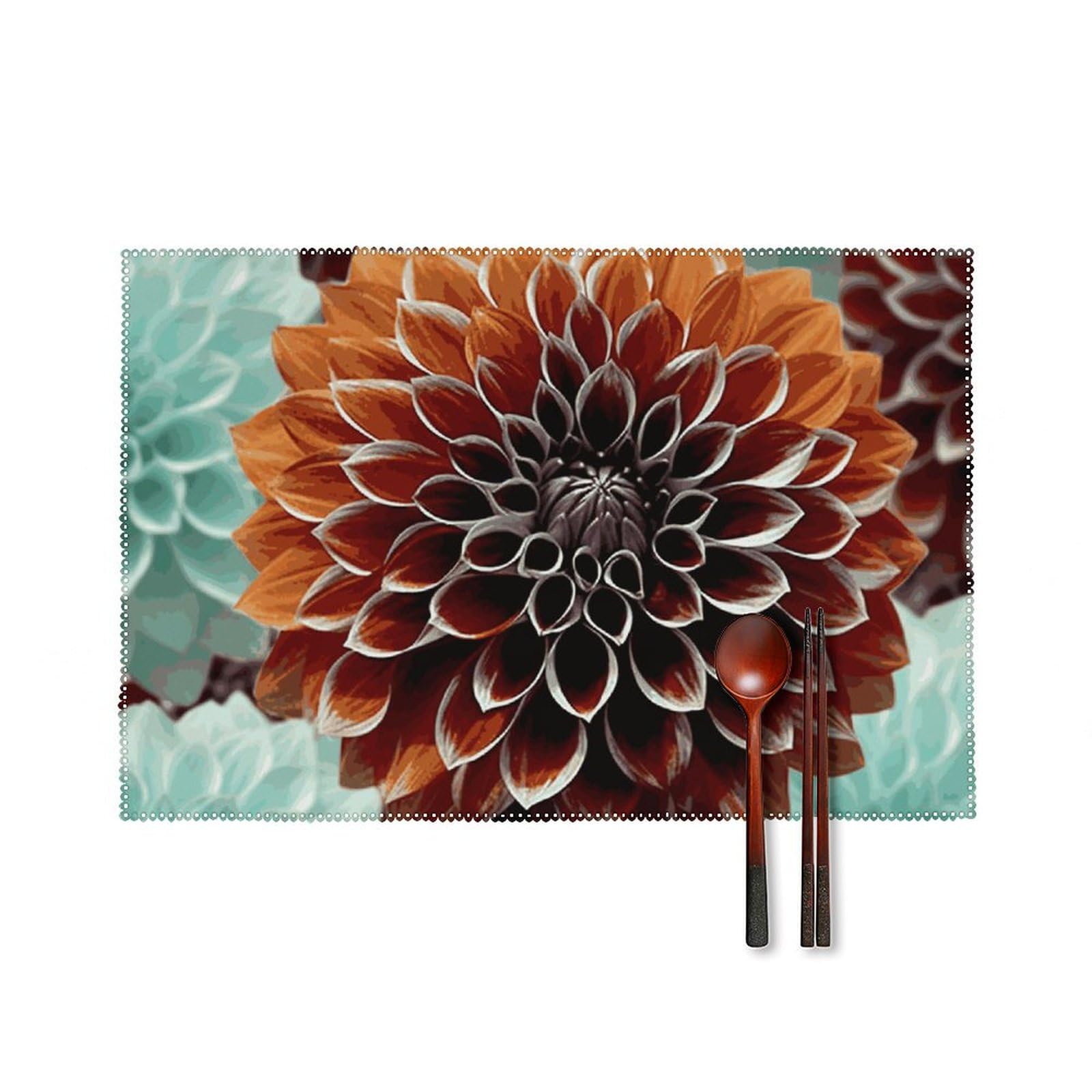 Lot de 6 sets de table dahlia lavables haut de gamme