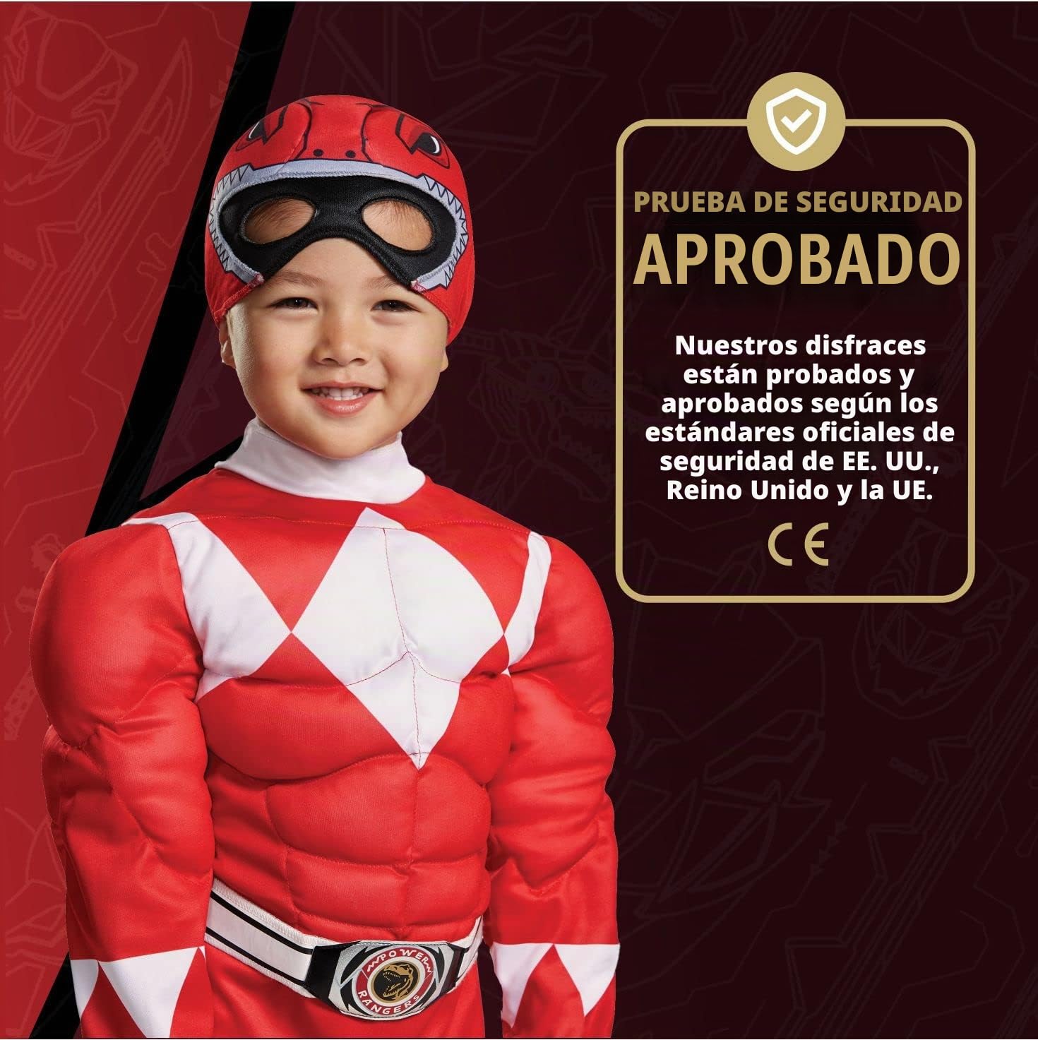 Disguise Red Ranger Toddler Muscle Child Costume, Red, Medium/(3T-4T)