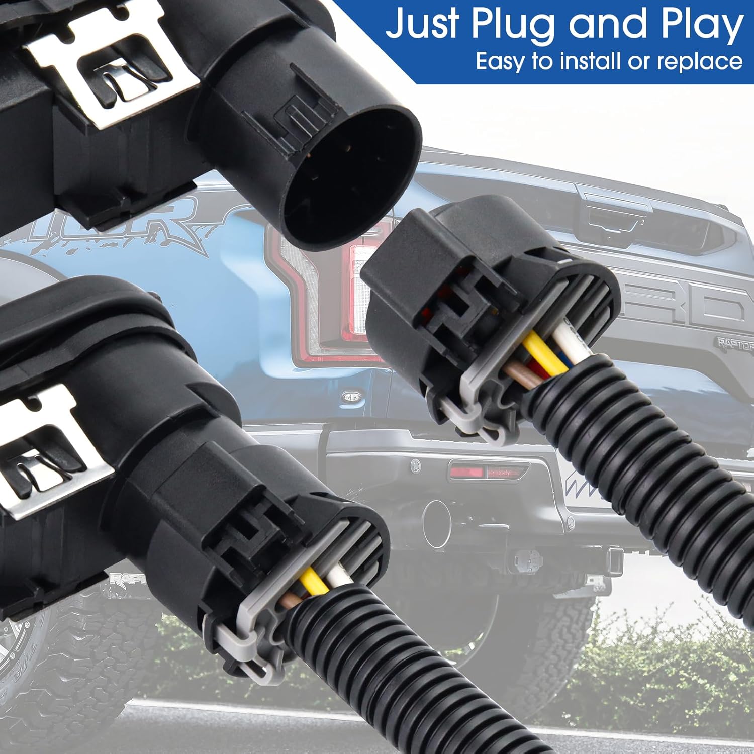 Trailer Wiring Harness Kit,Towing Solutions Multi-Tow Wiring Kit with Bracket,7 Way Trailer Hitch Harness Truck Plug for Ford F-150 F-250 F-350 GM Chevy Dodge Ram,7 Blade and 4 Flat Connector