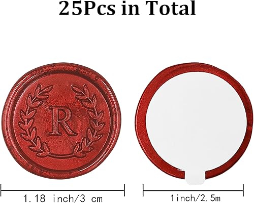 Miniatura 2 de 25 calcomanías adhesivas de sello de cera de letra R rojas, hechas a mano, sin necesidad de sellar, rasgar y usar calcomanías de cera para