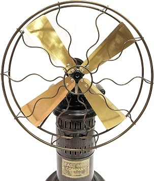 15 Blades Steam Working Table Fan Vintage Metal Brass Antique Style